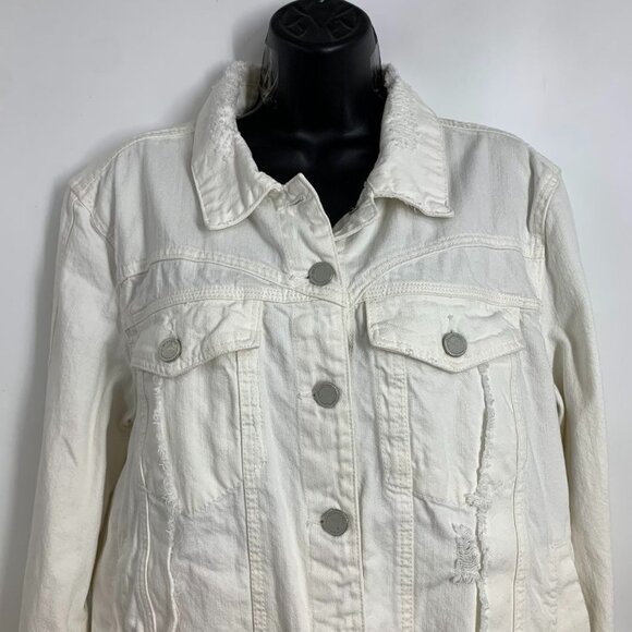 BLANKNYC Denim Women's Distressed Hem Button Up Cotton Denim Jacket Size‎ XL - Picture 4 of 12